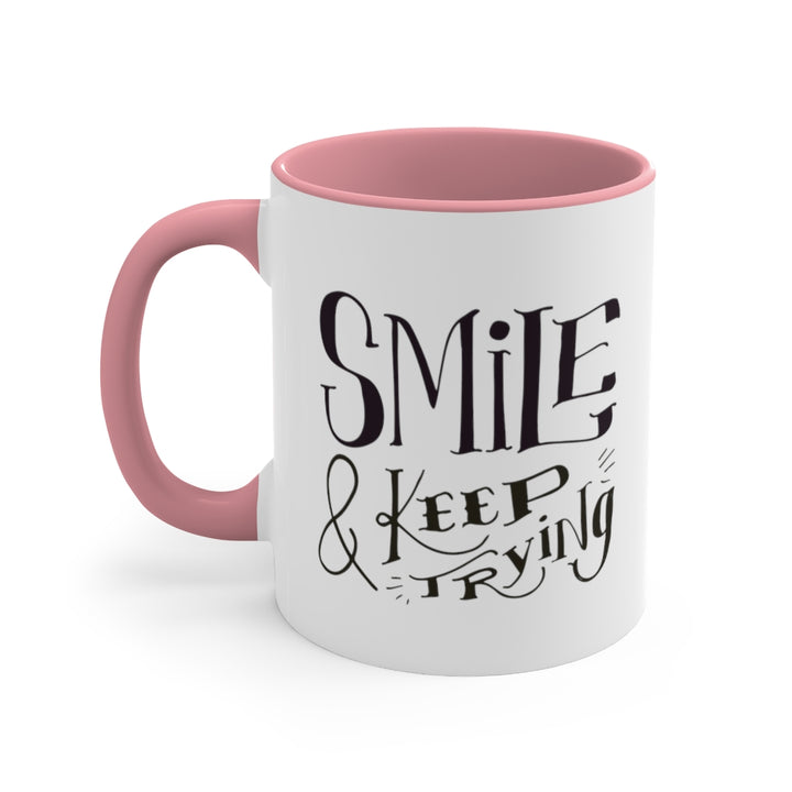 Smile & Keep Trying Accent Coffee Mug (11 oz) | PCOS Mom